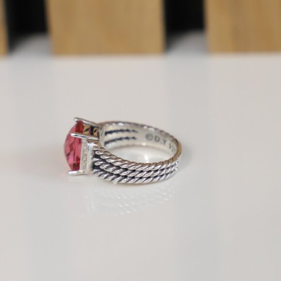 David Yurman Sterling Silver Petite Wheaton Ring Tourmaline & Diamonds size 7.5 - Picture 5 of 7